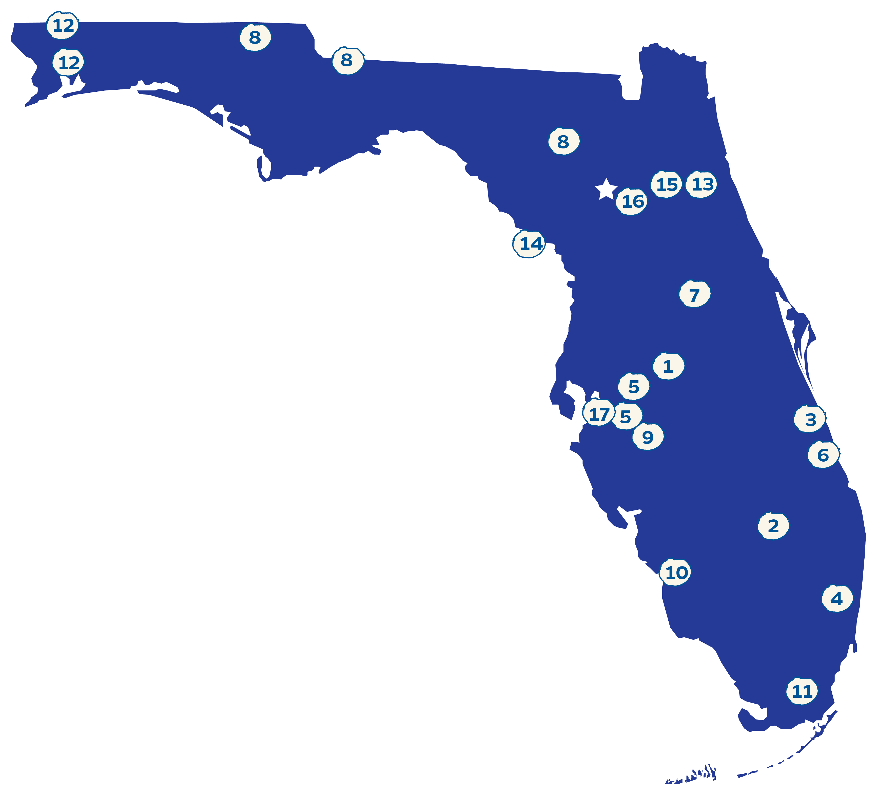 IFAS research facilities map with numbered locations